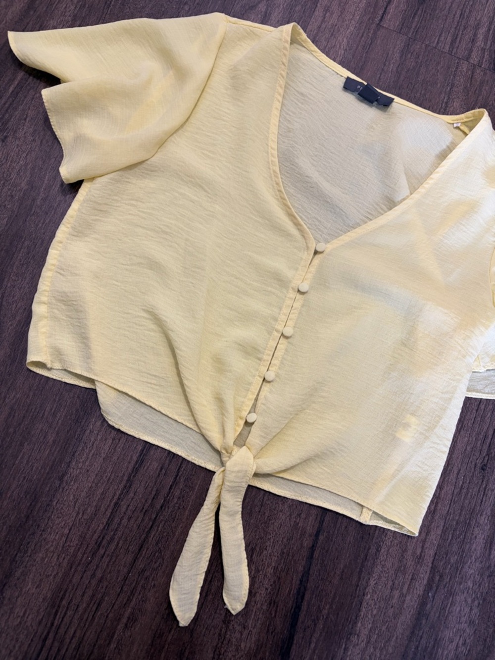 Primark Light Yellow Tie-Front V-Neck Blouse